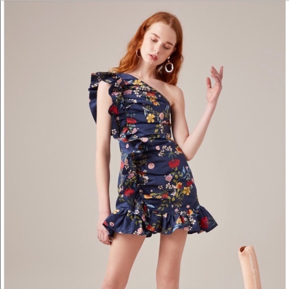 C/MEO No Matter One-Shoulder Ruffle Minidress AMPHORA - Picture 5 of 11